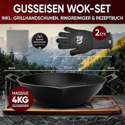 Gusskönig Gusseisen Wok Pfanne 36 cm