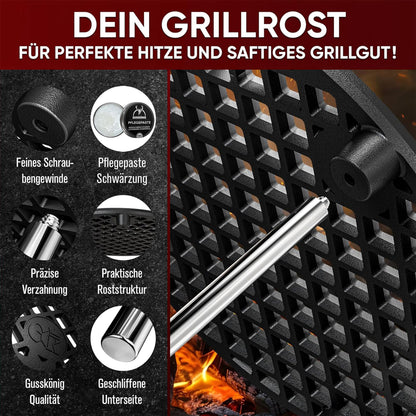 Gusseisen Grillrost Ø30 cm mit Beinen – Dreibein