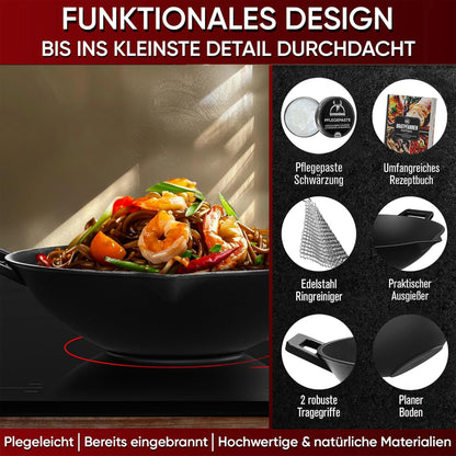Gusskönig Gusseisen Wok Pfanne 36 cm