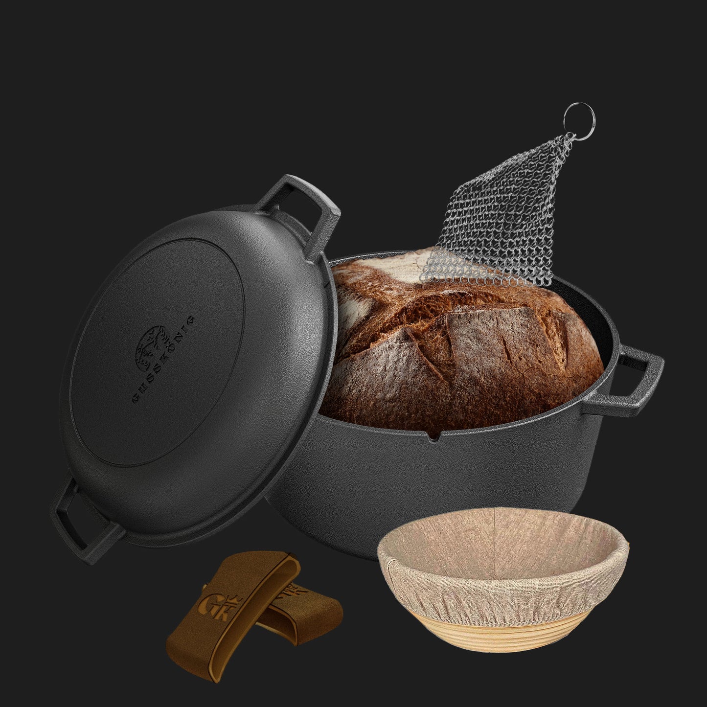 2in1 Gusseisen Brotbackform - inkl. Kochbuch & Zubehör