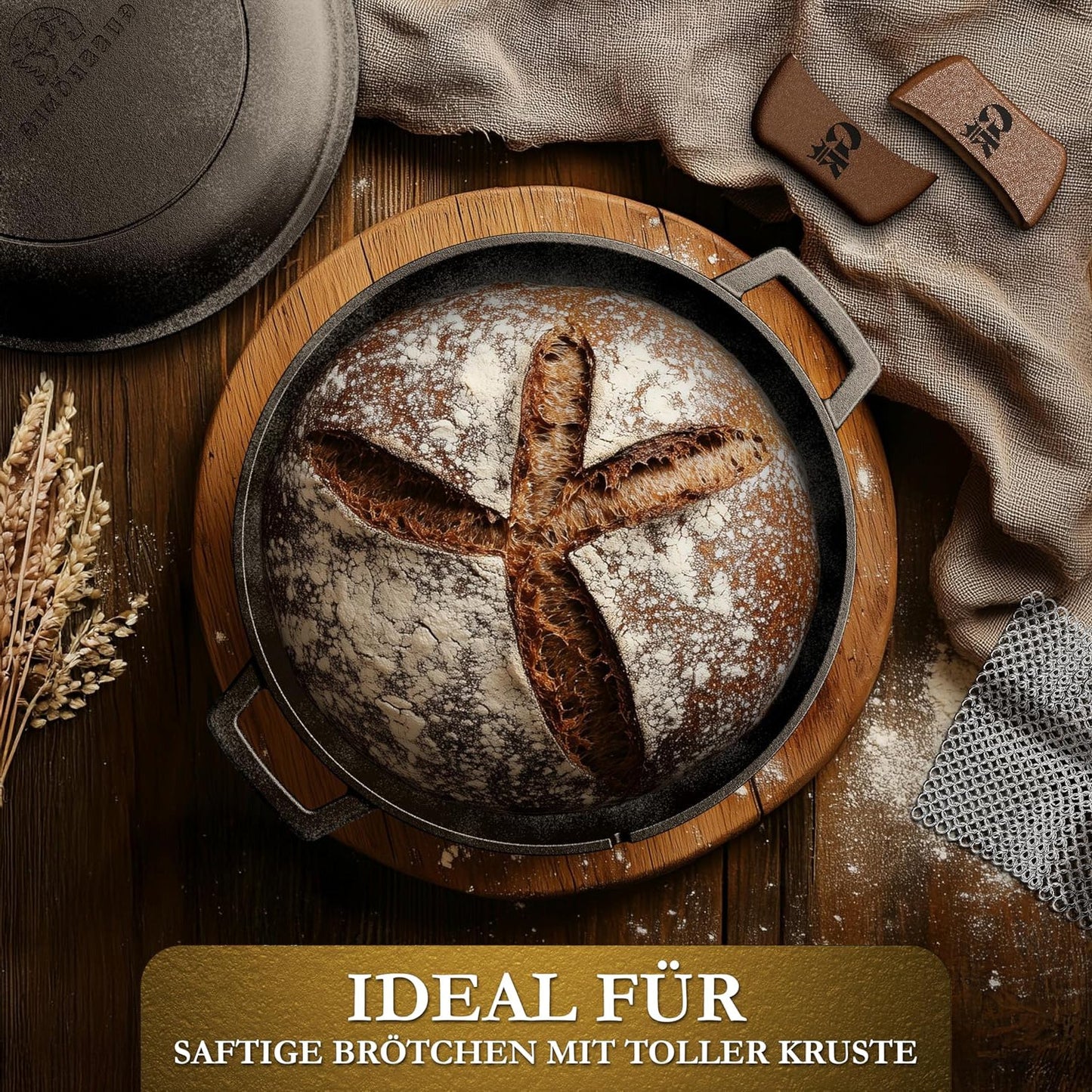 2in1 Gusseisen Brotbackform - inkl. Kochbuch & Zubehör2in1 TopfGusskönig