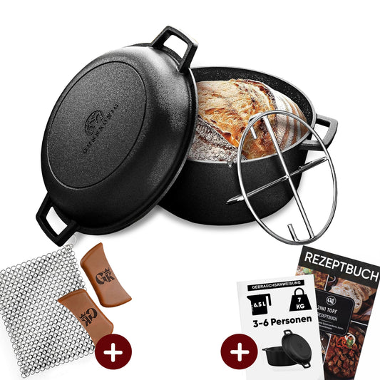 2in1 Gusseisen Brotbackform - inkl. Kochbuch & Zubehör2in1 TopfGusskönig