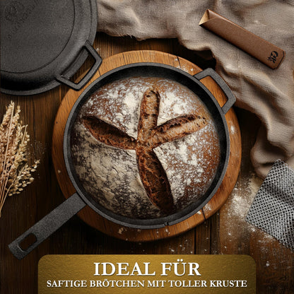 2in1 Gusseisen Brotbackform - inkl. Kochbuch & Zubehör2in1 PfanneGusskönig