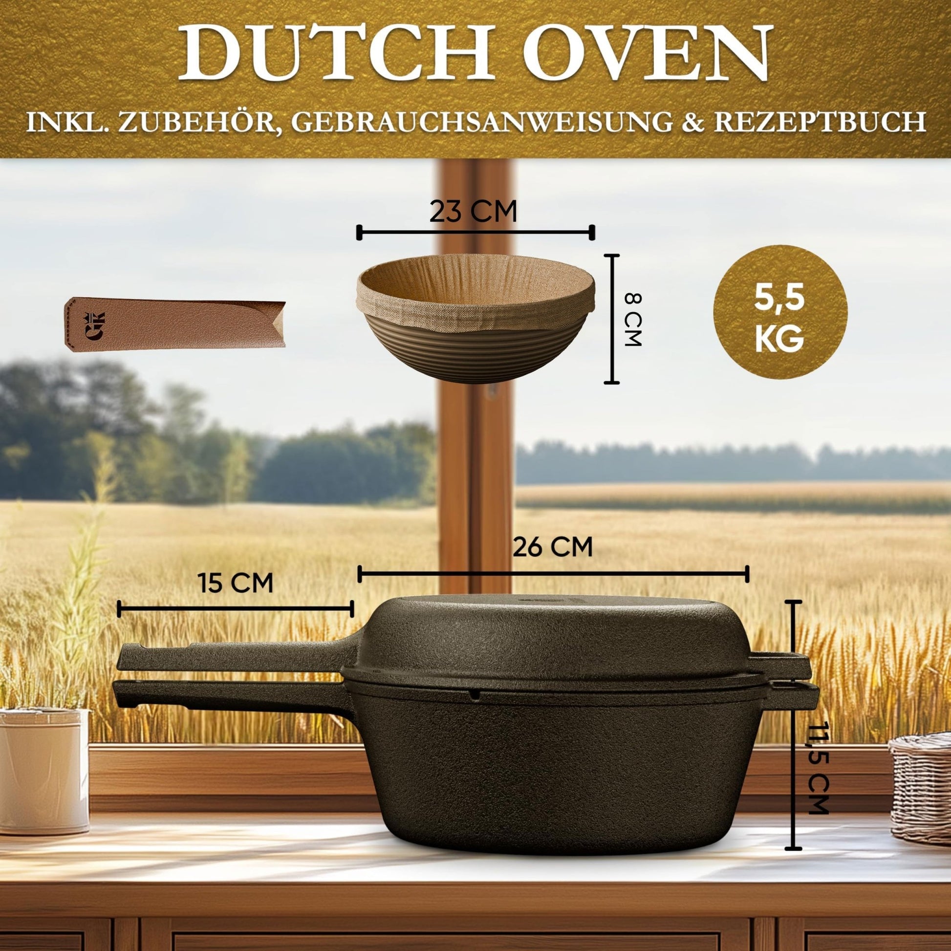 2in1 Gusseisen Brotbackform - inkl. Kochbuch & Zubehör2in1 PfanneGusskönig