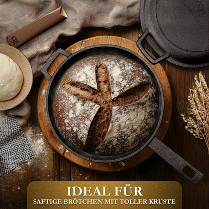 2in1 Gusseisen Brotbackform - inkl. Kochbuch & Zubehör2in1 PfanneGusskönig