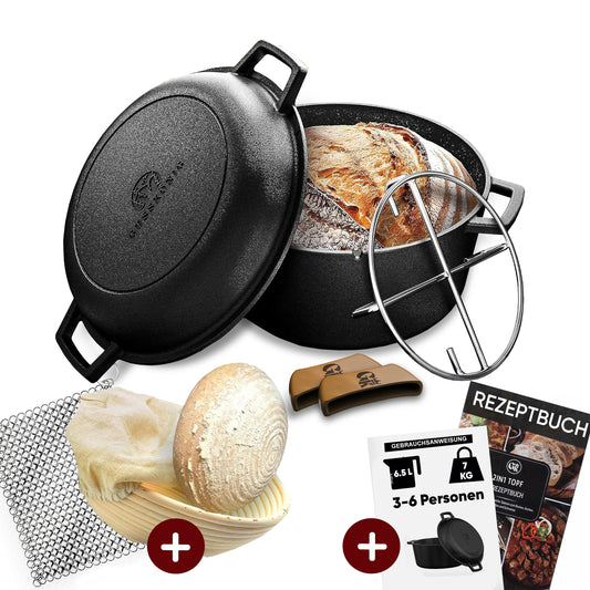 2in1 Gusseisen Brotbackform - inkl. Kochbuch & Zubehör