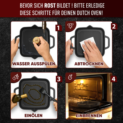 Gusseisenpfanne – robuste Grillpfanne inkl. Zubehör