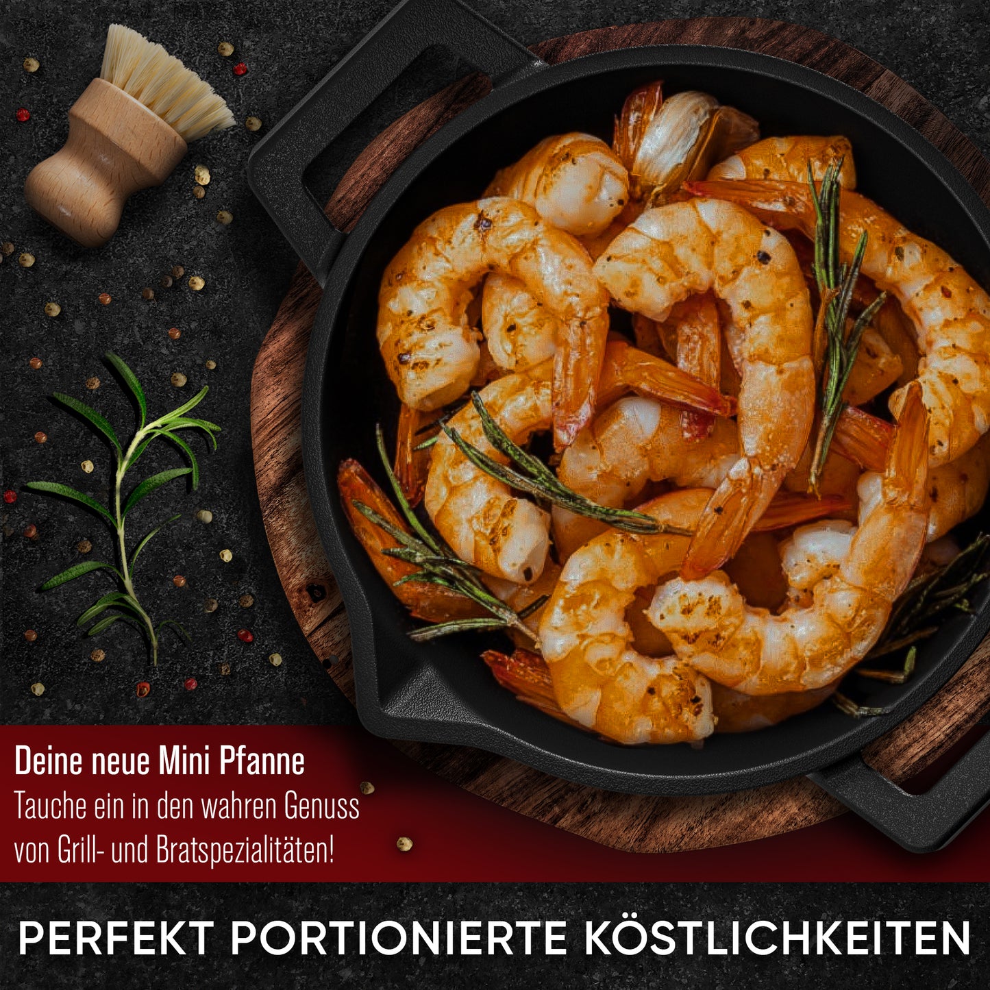 GUSSKÖNIG Gusseisen Grillpfännchen für Grill  - 2x kleine Pfanne inkl. Rezeptbuch