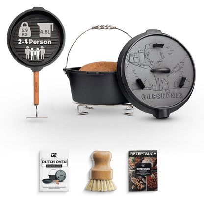 Gusseisen Brotbackform mit Deckel – inkl. Zubehör