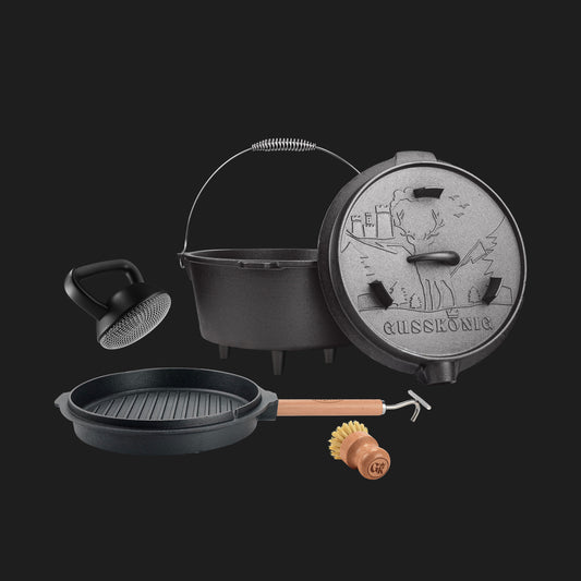 Premium Dutch Oven Eingebrannt – Schmortopf