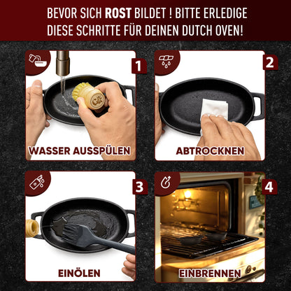 Servierpfannen Set – 6 ovale Gusseisenpfännchen