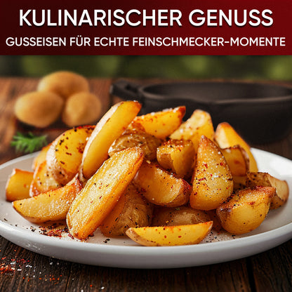 GUSSKÖNIG Gusseisen Grillpfännchen für Grill  - 2x kleine Pfanne inkl. Rezeptbuch