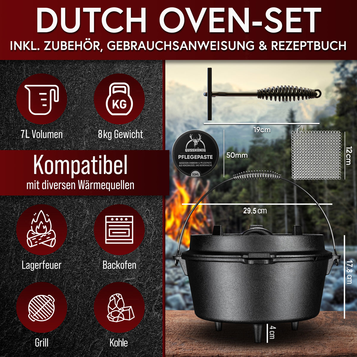 Dutch Oven Klassisch – Zubehör und Lieferumfang | GussKönig