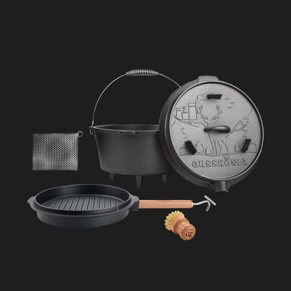 Premium Dutch Oven Eingebrannt – Schmortopf