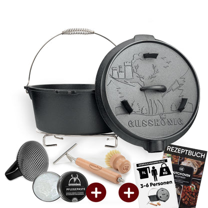 GUSSKÖNIG Dutch OvenOhne Füßen+SchrubberGusskönig