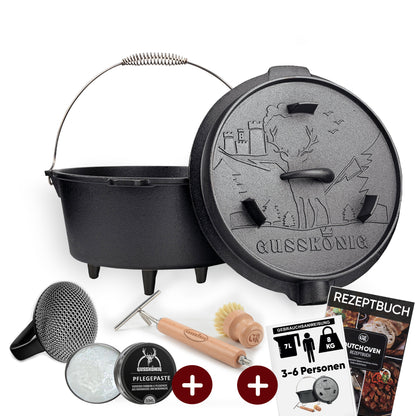 GUSSKÖNIG Dutch OvenMit Füßen+SchrubberGusskönig