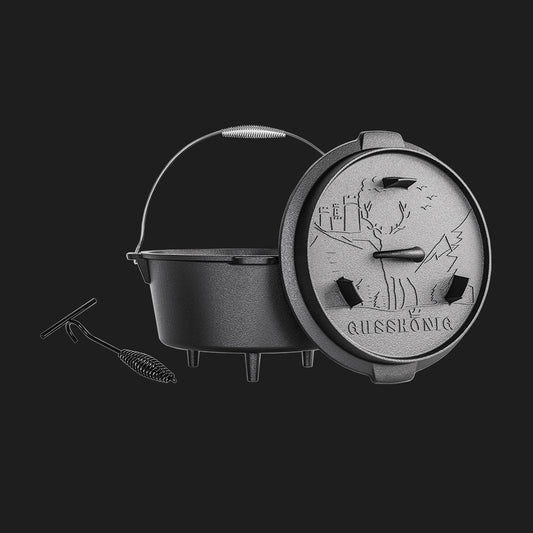 Rustikaler Dutch Oven mit Deckelheber und Standfüßen [5L, 7L, 9L, 12L]