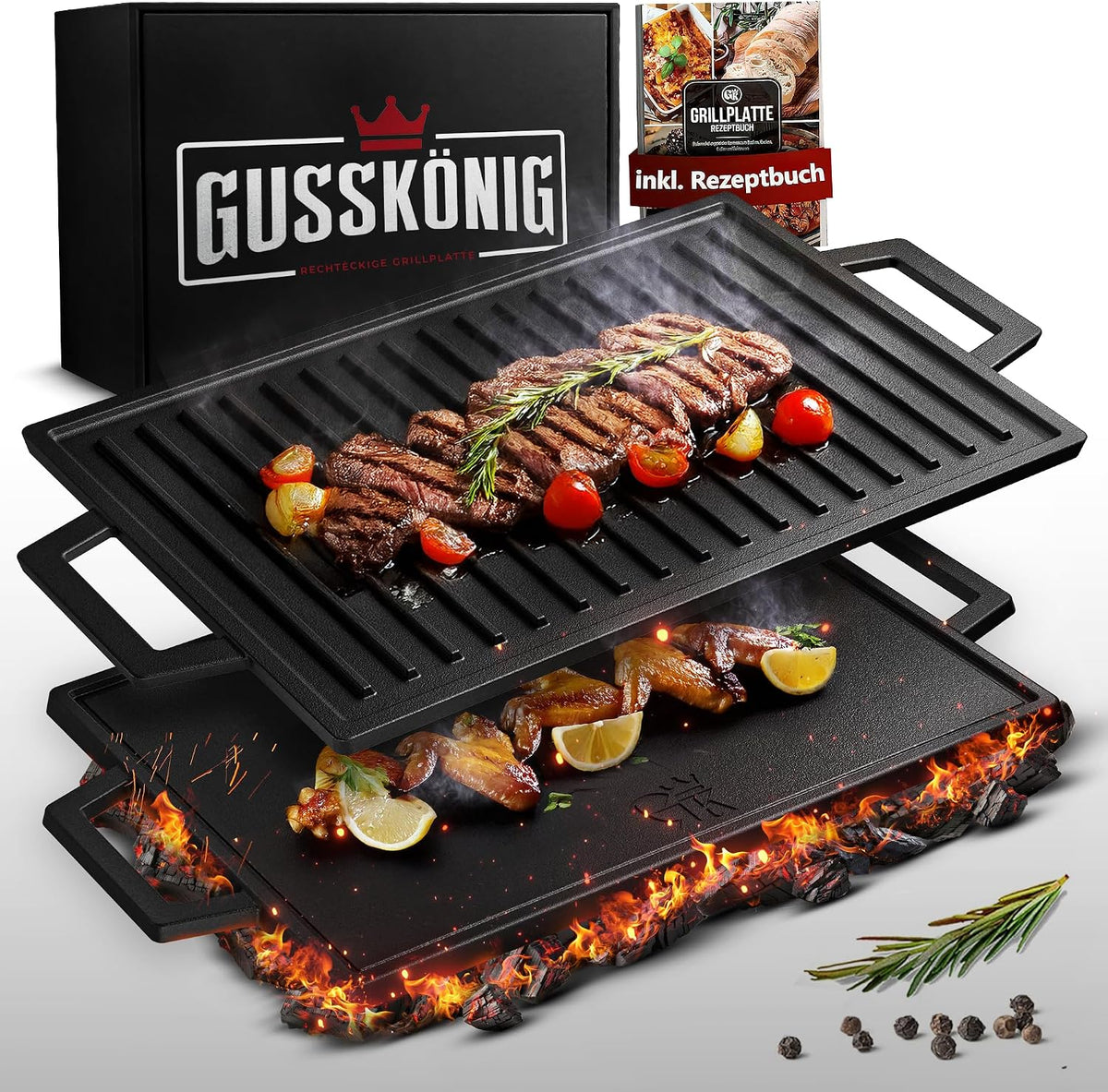 Rectangular Cast Iron Griddle (33 cm)