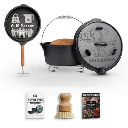 Gusseisen Brotbackform mit Deckel – inkl. Zubehör