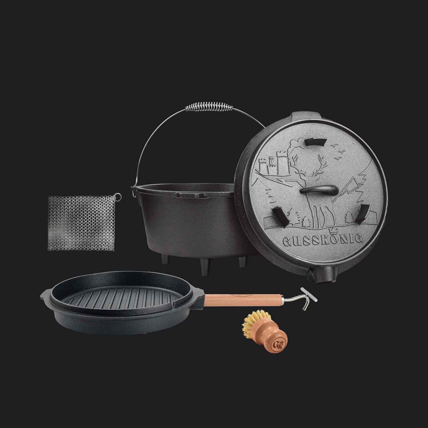 Premium Dutch Oven Eingebrannt – Schmortopf