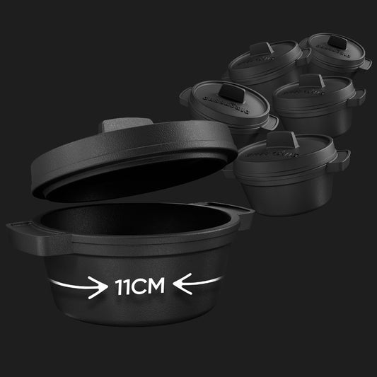 Dutch Oven Set Mini- 6x 300ml & 4x 300ml Gusseisen Mini Topf mit Deckel