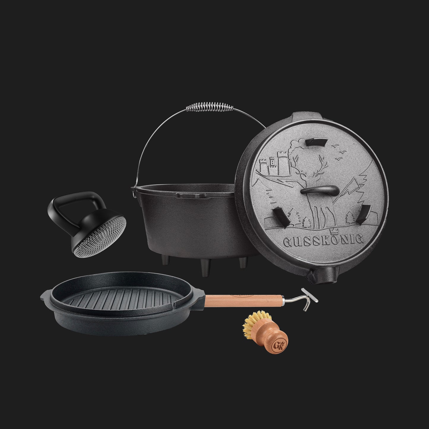 Premium Dutch Oven Eingebrannt – Schmortopf