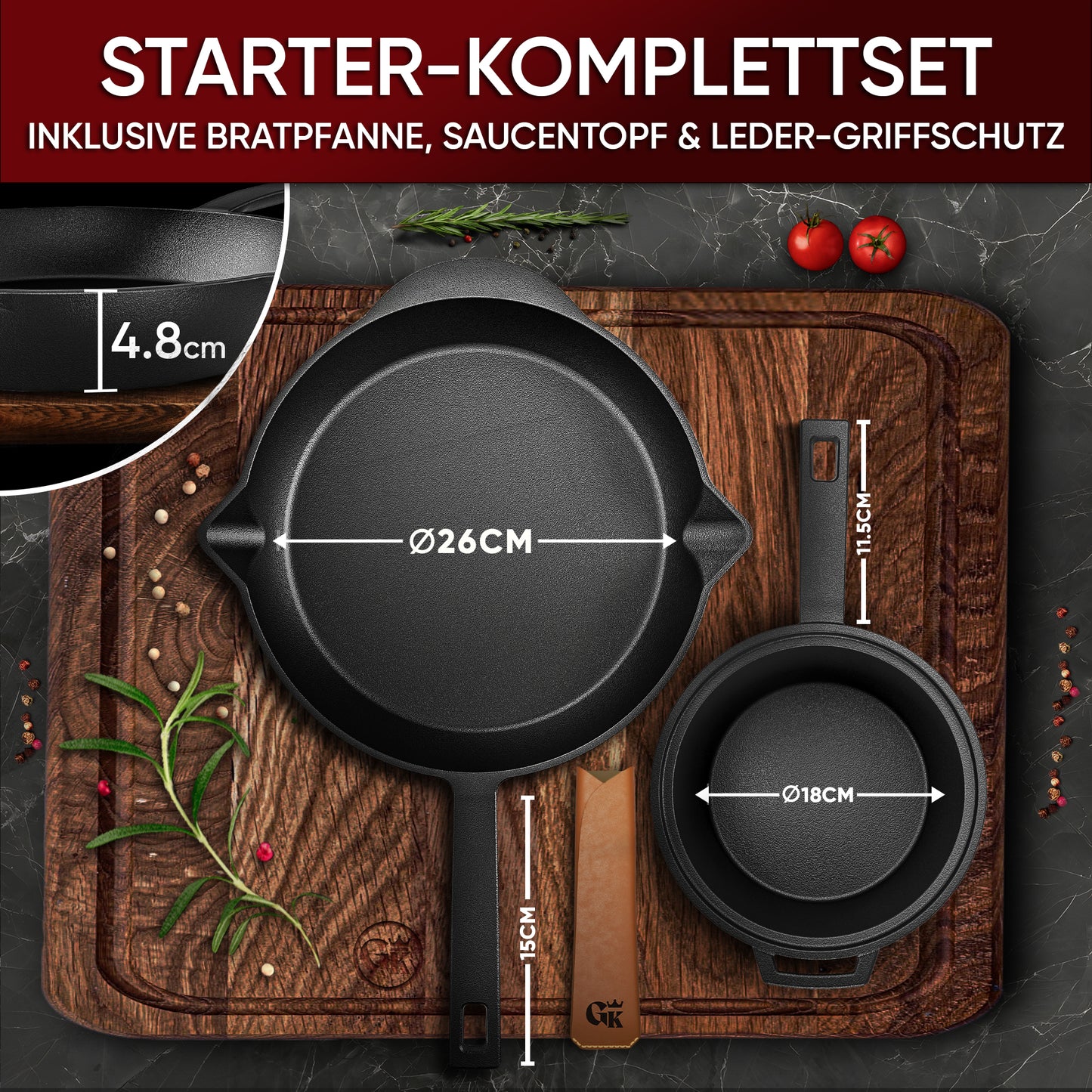 GUSSKÖNIG Topf-Set GUSSKÖNIG Dutch oven Set 8,10,13 -tlg : Braten, Grillen & Schmoren