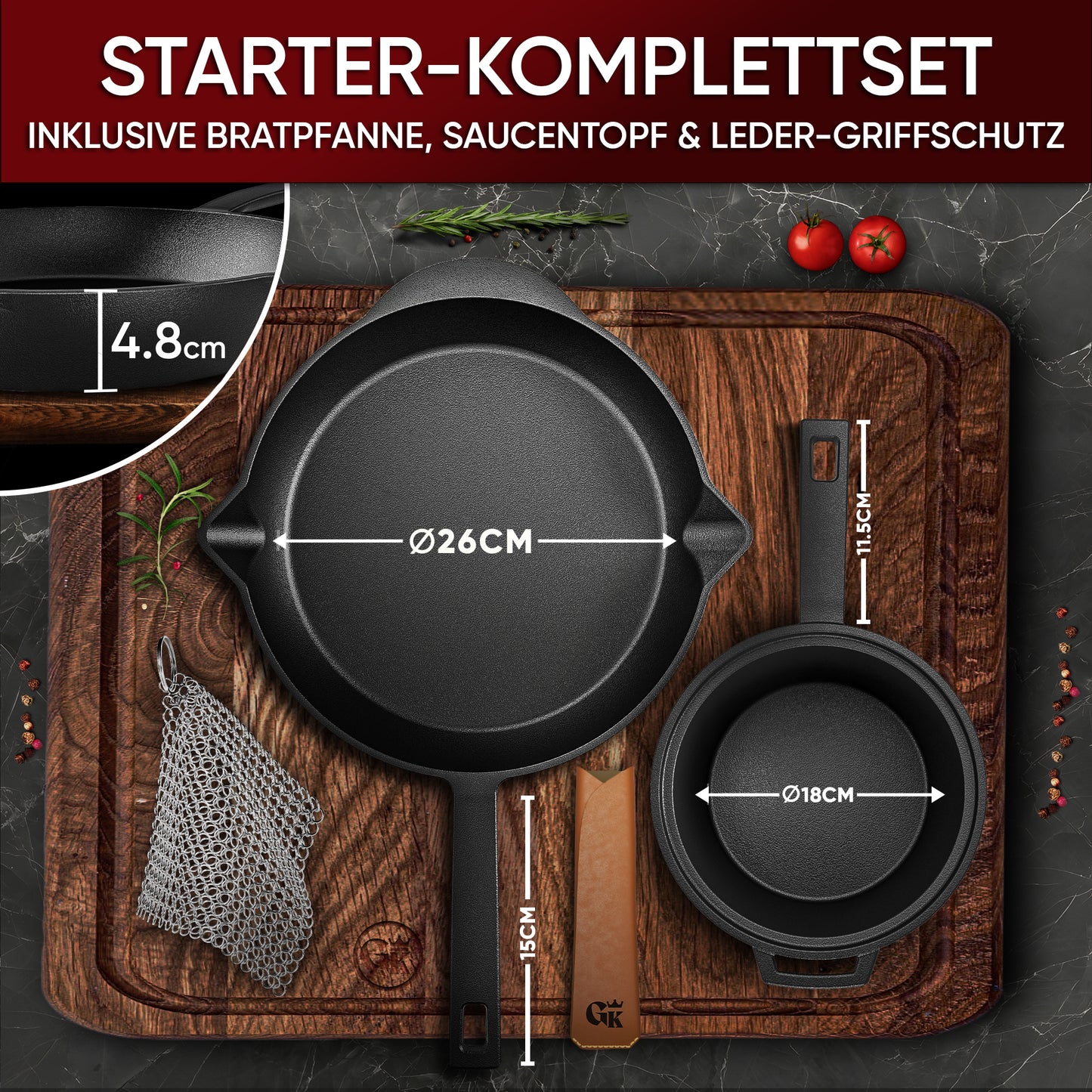 GUSSKÖNIG Topf-Set GUSSKÖNIG Dutch oven Set 8,10,13 -tlg : Braten, Grillen & Schmoren