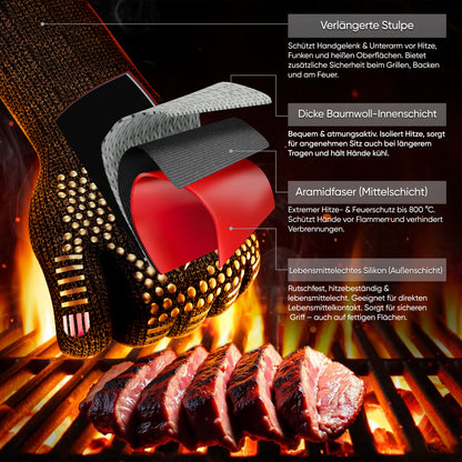 Grillhandschuhe hitzebeständig bis 800°C