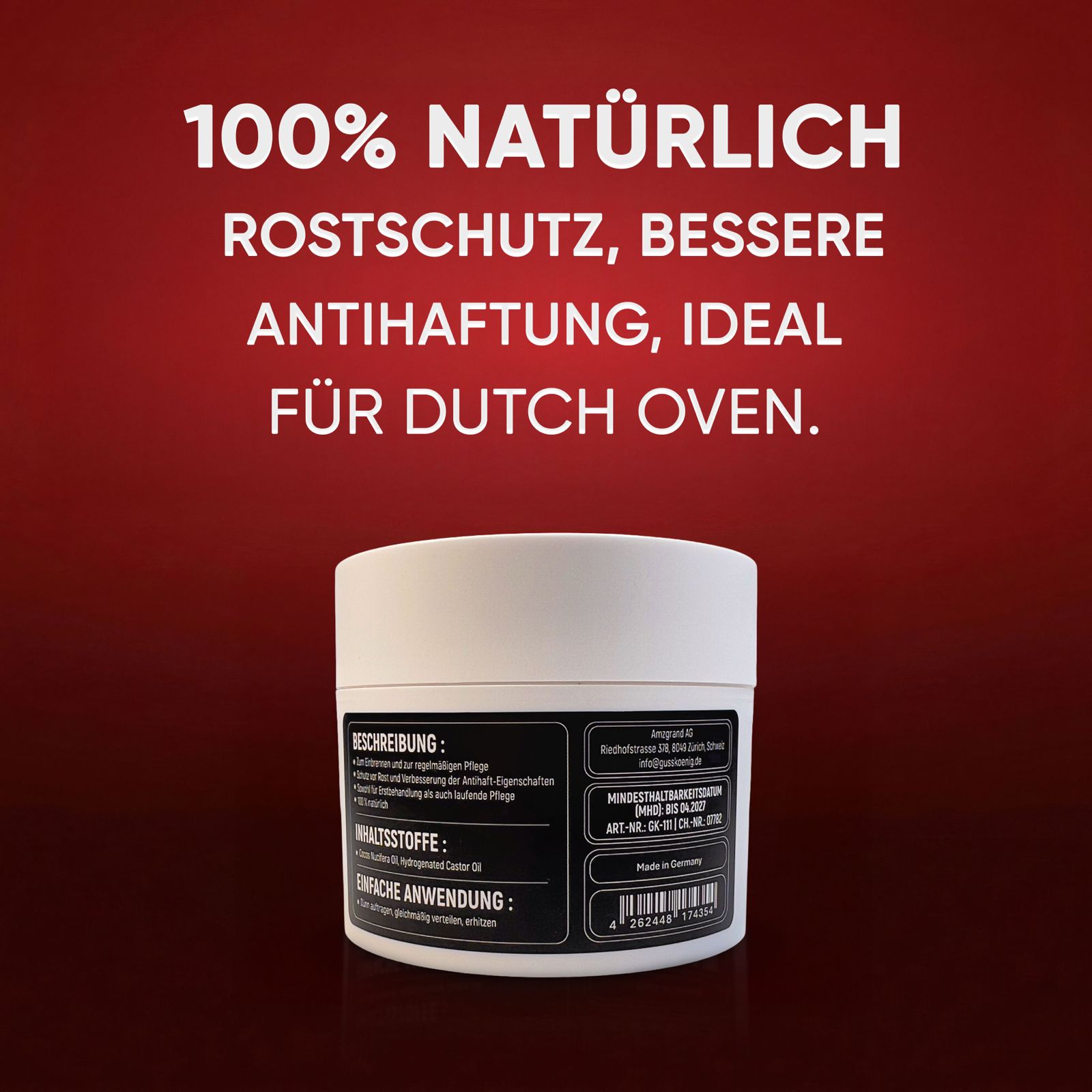 Dutch Oven Pflege | Gusseisen Einbrennpaste | GussKönig®