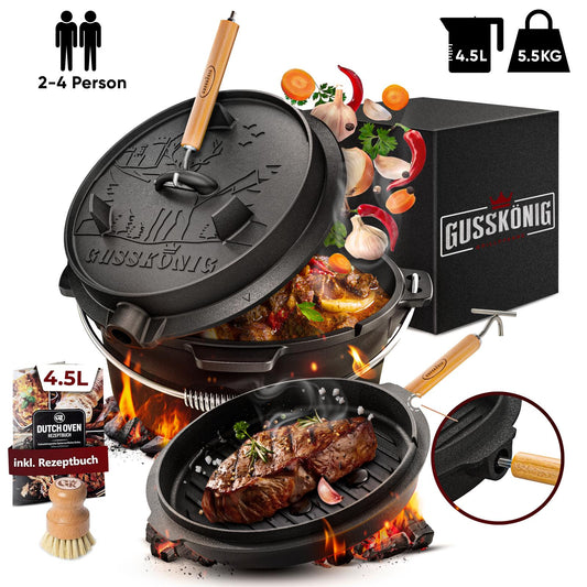 Dutch Oven mit 2in1Deckelheber und Standfüßen [5L, 7L, 9L, 12L]