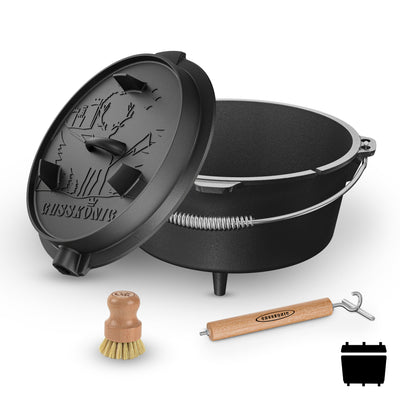 Dutch Oven mit 2in1Deckelheber und Standfüßen [5L, 7L, 9L, 12L]
