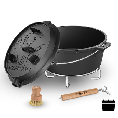 Dutch Oven mit 2in1Deckelheber und Untersetzer [5L, 7L, 9L, 12L]