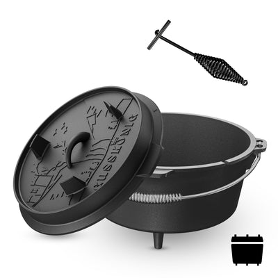 Rustikaler Dutch Oven mit Deckelheber und Standfüßen [5L, 7L, 9L, 12L]