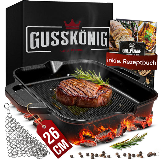 Grillpfanne mit Edelstahl Ringreiniger [26cm,30cm]