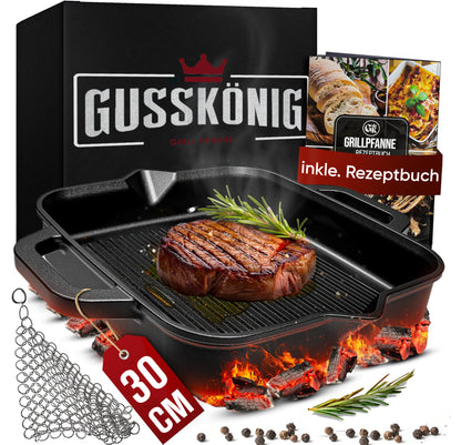 Grillpfanne mit Edelstahl Ringreiniger [26cm,30cm]