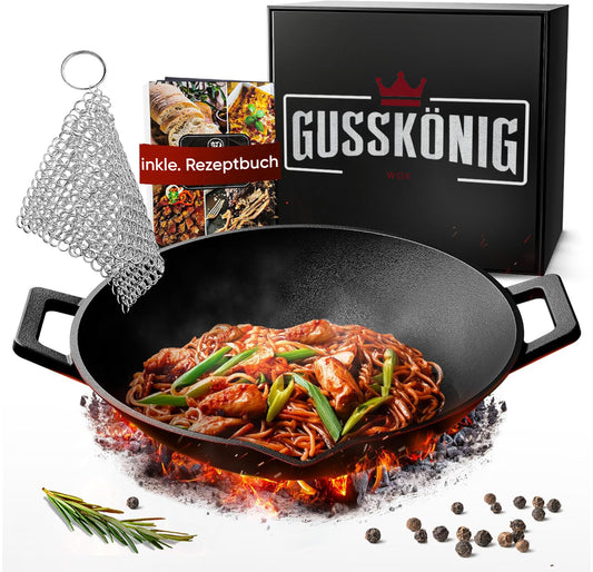 Gusskönig Gusseisen Wok Pfanne 36 cm