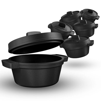 Dutch Oven Set Mini- 6x 300ml & 4x 300ml Gusseisen Mini Topf mit Deckel