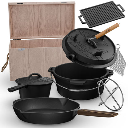 Gusseisen Topf-Set – Ideal zum Braten, Grillen & Schmoren