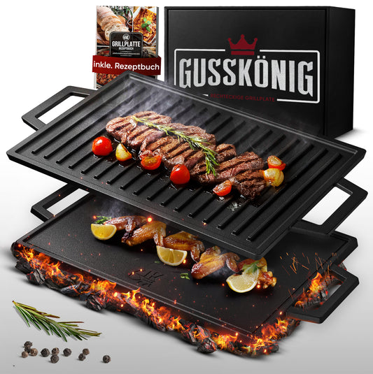 Rechteckige Gusseisen Grillplatte  (33 cm)