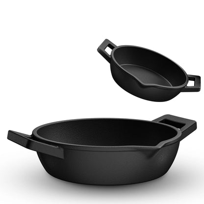 GUSSKÖNIG Gusseisen Grillpfännchen für Grill  - 2x kleine Pfanne