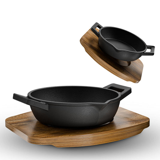 GUSSKÖNIG Gusseisen Grillpfännchen für Grill  - 2x kleine Pfanne