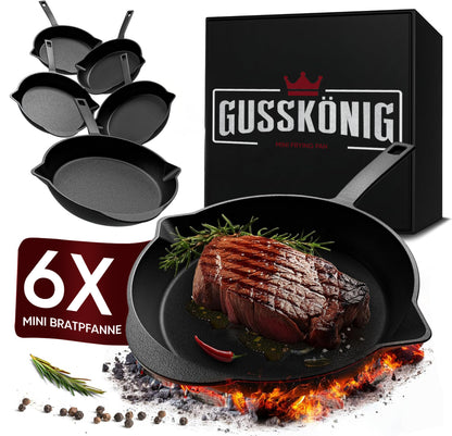 Gusseisen-Grillpfännchen für Grill (6er Set) – 6x Mini-Pfanne