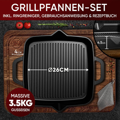 Grillpfanne mit Edelstahl Ringreiniger [26cm,30cm]