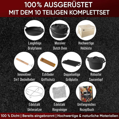 Gusseisen Topf-Set – Ideal zum Braten, Grillen & Schmoren