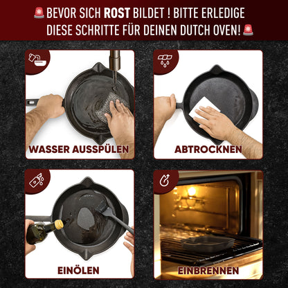 Bratpfanne mit Edelstahl Ringreiniger und Leder-Griffschutz [26cm,30cm]