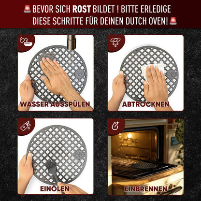 Gusseisen Grillrost Ø30 cm mit Beinen – Dreibein