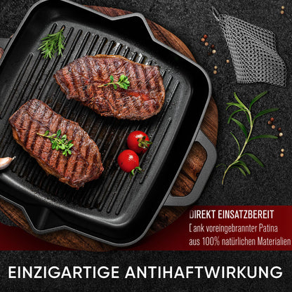 Grillpfanne mit Edelstahl Ringreiniger [26cm,30cm]
