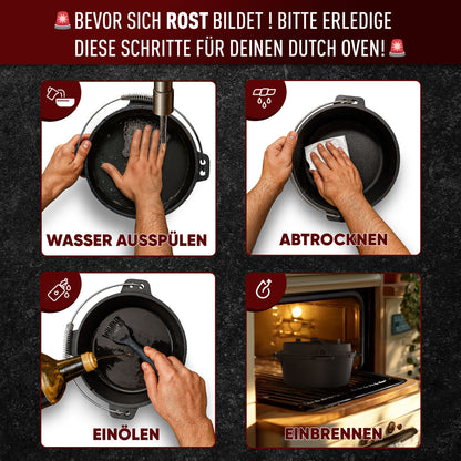 Gusseisen Topf-Set – Ideal zum Braten, Grillen & Schmoren