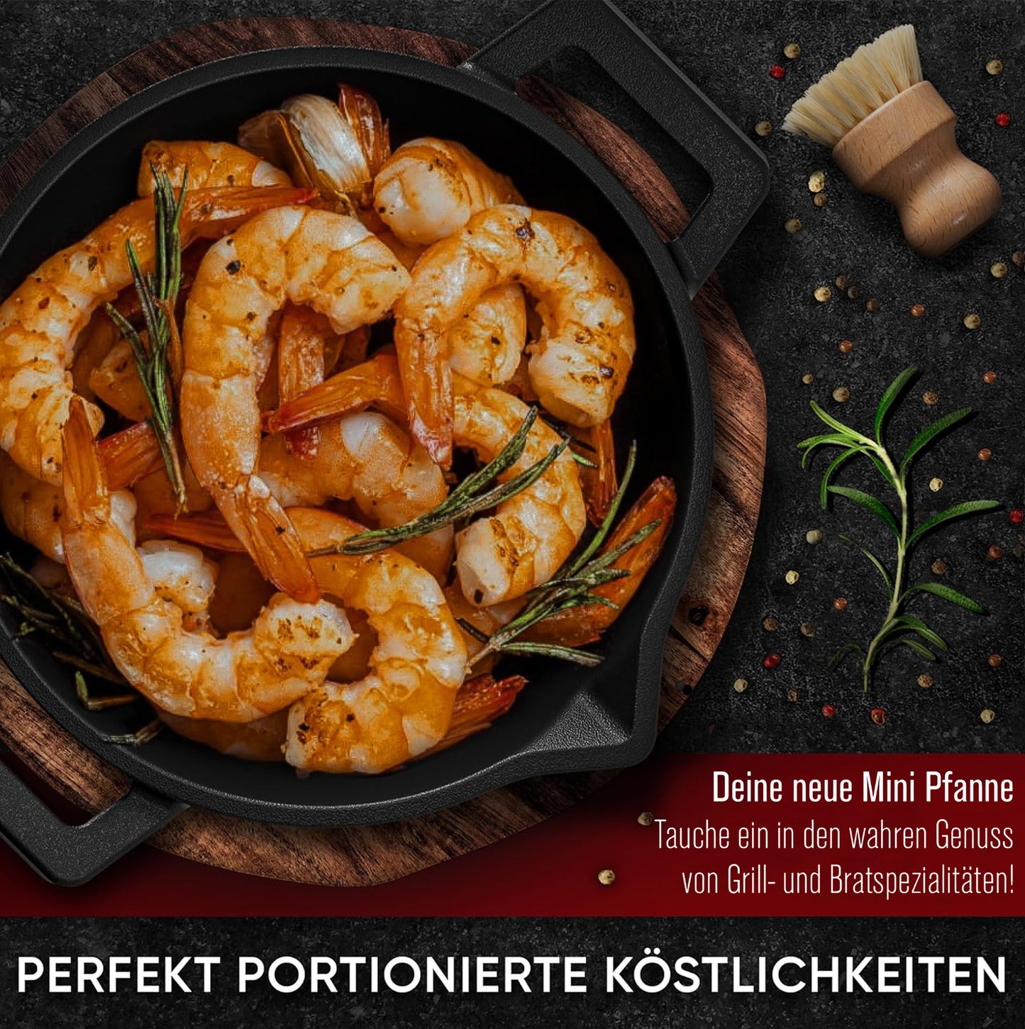 GUSSKÖNIG Gusseisen Grillpfännchen für Grill  - 2x kleine Pfanne